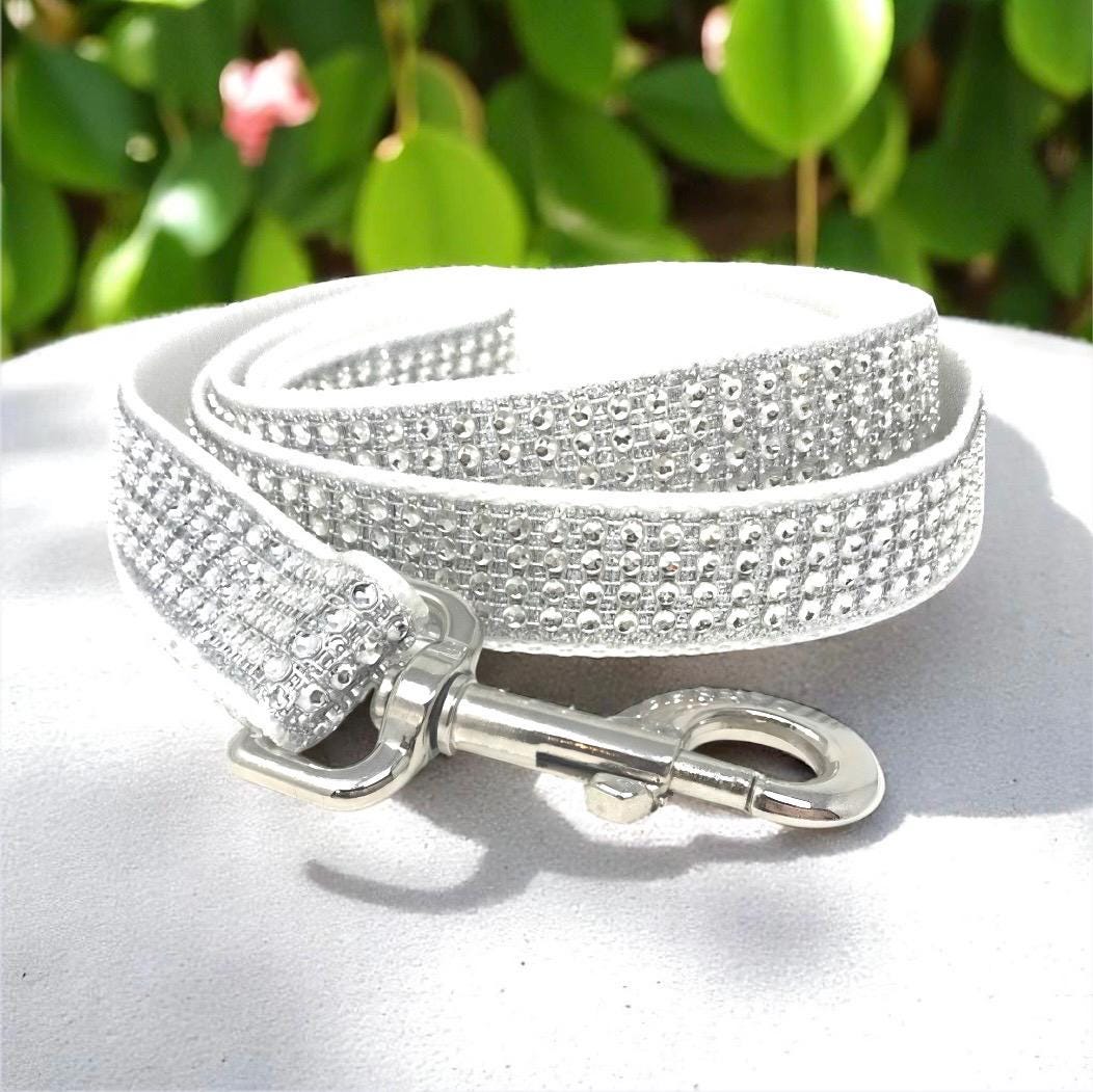 White And Silver Dog Lead, Rhinestone Fancy, Blingy Dog Leash, Girl Dog Leash, Grey Dog Leash, Sparkling Dog Leash, Dog Accessories, Gift
