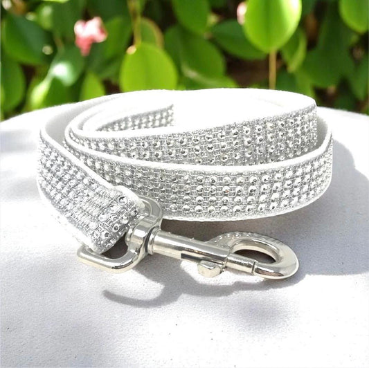 White And Silver Dog Lead, Rhinestone Fancy, Blingy Dog Leash, Girl Dog Leash, Grey Dog Leash, Sparkling Dog Leash, Dog Accessories, Gift