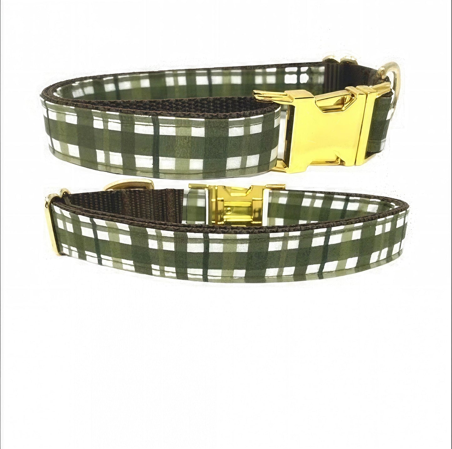 Boy Dog Collar, Plaid, Fall | Autumn Dog Collar, Green, Brown, Personalized, Engraved, Custom Dog Collar, Puppy Collar, Designer Collar, Sma