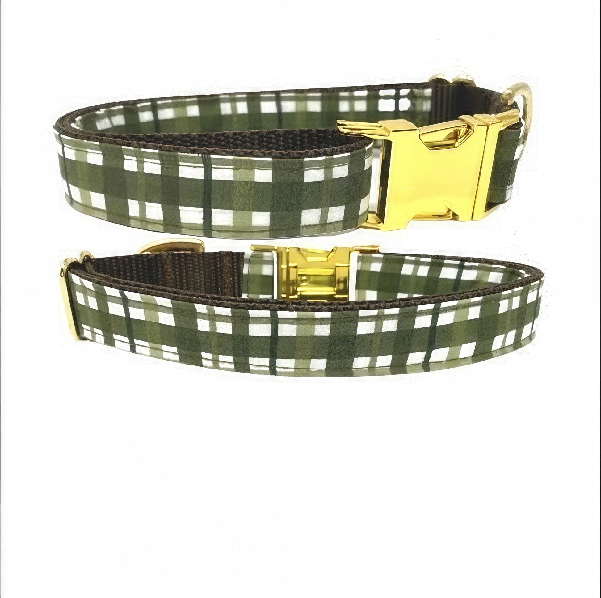 Boy Dog Collar, Plaid, Fall | Autumn Dog Collar, Green, Brown, Personalized, Engraved, Custom Dog Collar, Puppy Collar, Designer Collar, Sma