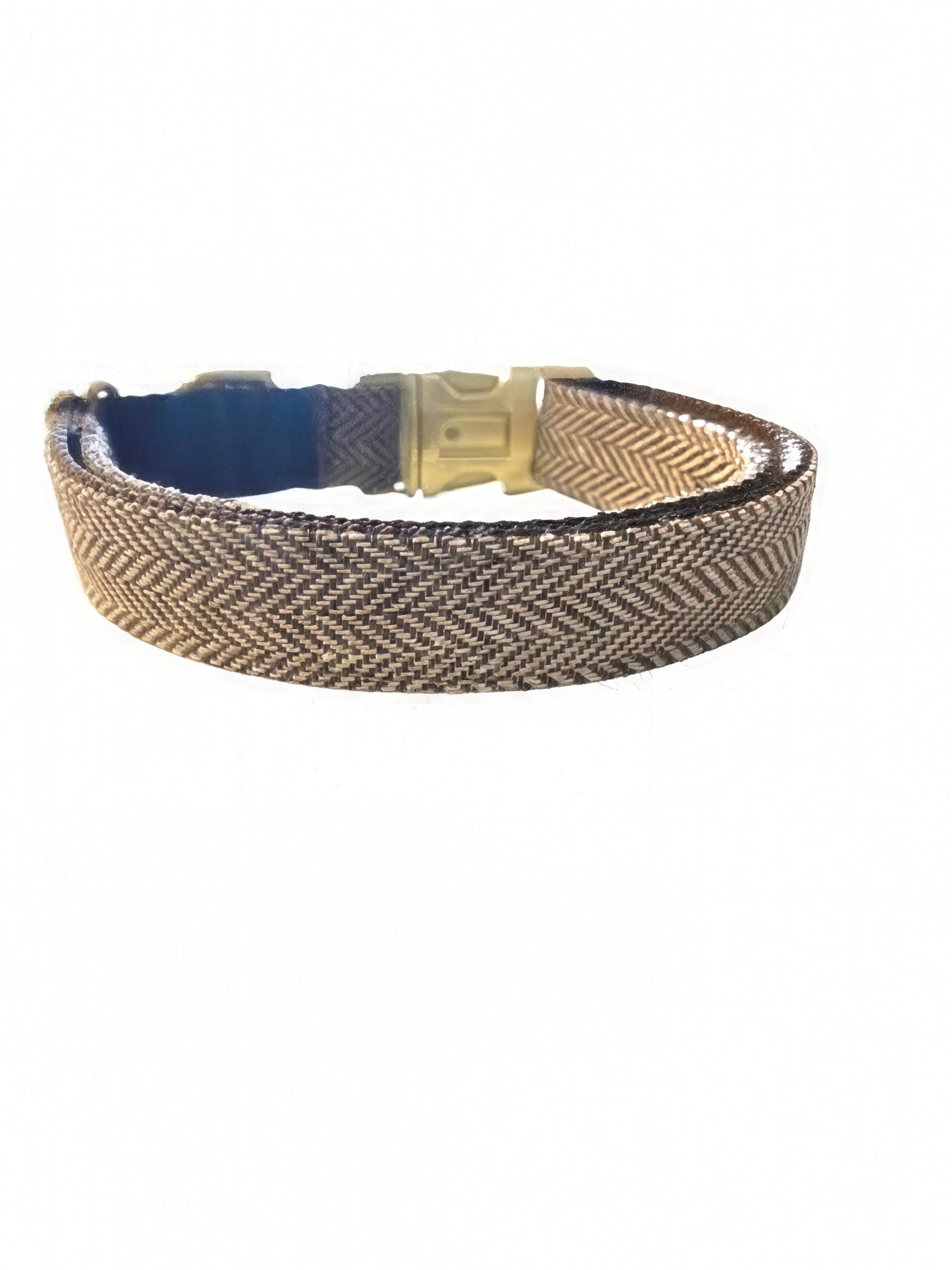 Brown And Tan Herringbone Boy Dog Collar, Handome, Preppy, Personalized, Engraved, Custom Puppy Collar, Dog Collar, Fall, Autumn, Pet Collar