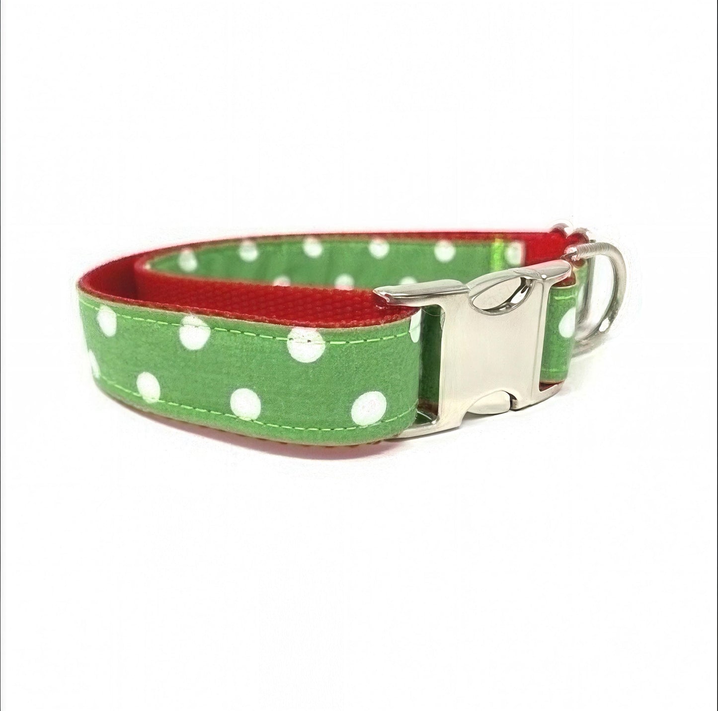 Christmas Grinch Inspired, Polka Dot, Red, Green, Dog Collar, Girl, Boy, Cute, Holiday, Personalized, Engraved, Custom, Puppy Collar, Large