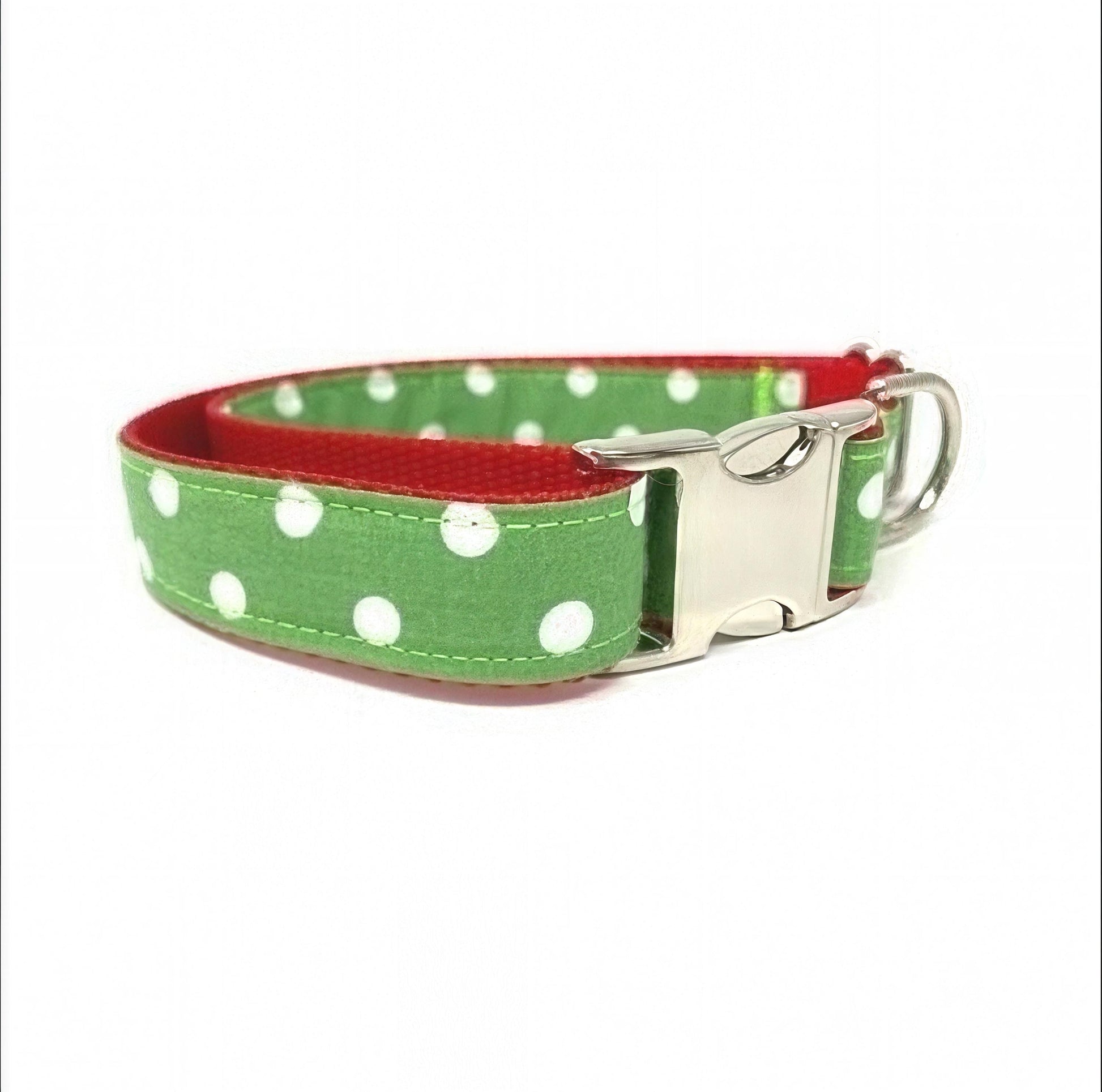 Christmas Grinch Inspired, Polka Dot, Red, Green, Dog Collar, Girl, Boy, Cute, Holiday, Personalized, Engraved, Custom, Puppy Collar, Large