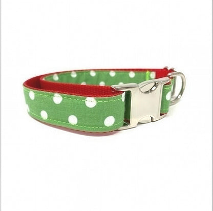 Christmas Grinch Inspired, Polka Dot, Red, Green, Dog Collar, Girl, Boy, Cute, Holiday, Personalized, Engraved, Custom, Puppy Collar, Large