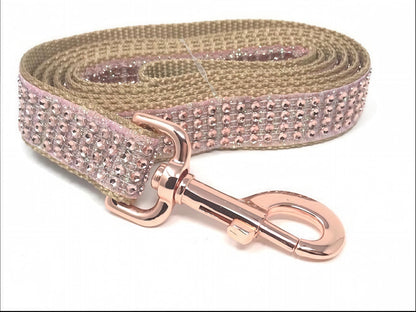 Fancy Rose Gold Rhinestone Blingy, Sparkly Dog Leash, Designer Fashion Dog Leash, Sparkling Dog Leash, Small Dog, Large Dog