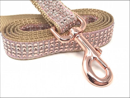 Fancy Rose Gold Rhinestone Blingy, Sparkly Dog Leash, Designer Fashion Dog Leash, Sparkling Dog Leash, Small Dog, Large Dog