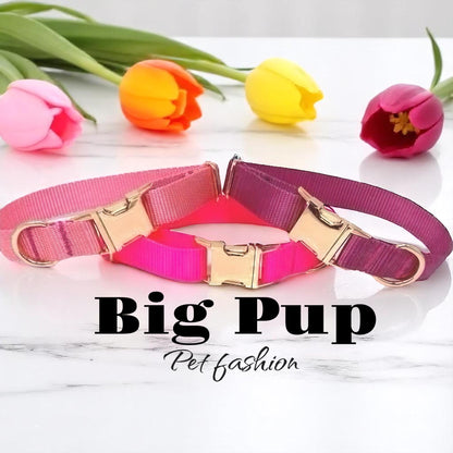 Personalized Pink Girl Dog Collar, Raspberry, Nylon, Rose Gold, Custom, Engraved, Cute, Puppy, Small, Medium, Large, Dog Collar With Name