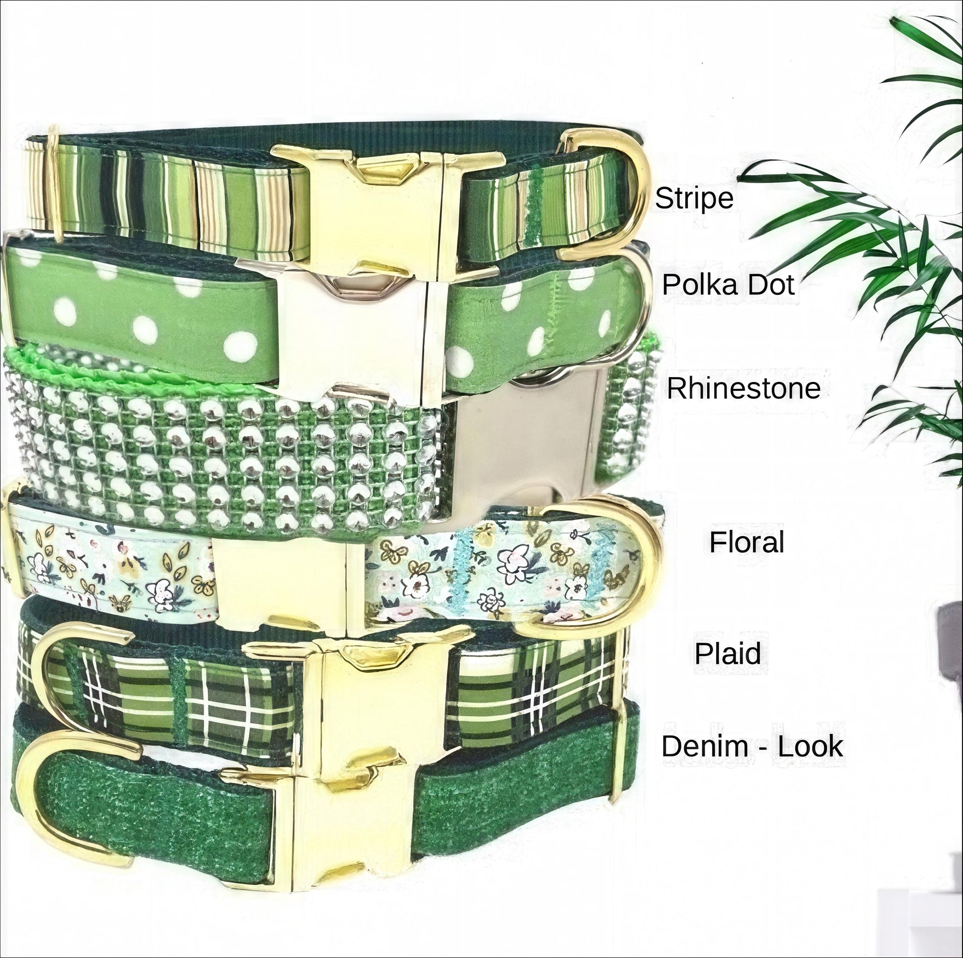 Green Dog Collar, Boy, Girl, Personalized, Stripe, Plaid, Engraved, Custom Pet Collar, Puppy, Designer Dog, Small, Large, Polka Dot, Floral