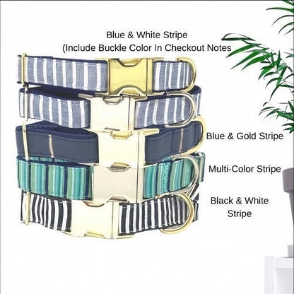 Green Dog Collar, Boy, Girl, Personalized, Stripe, Plaid, Engraved, Custom Pet Collar, Puppy, Designer Dog, Small, Large, Polka Dot, Floral