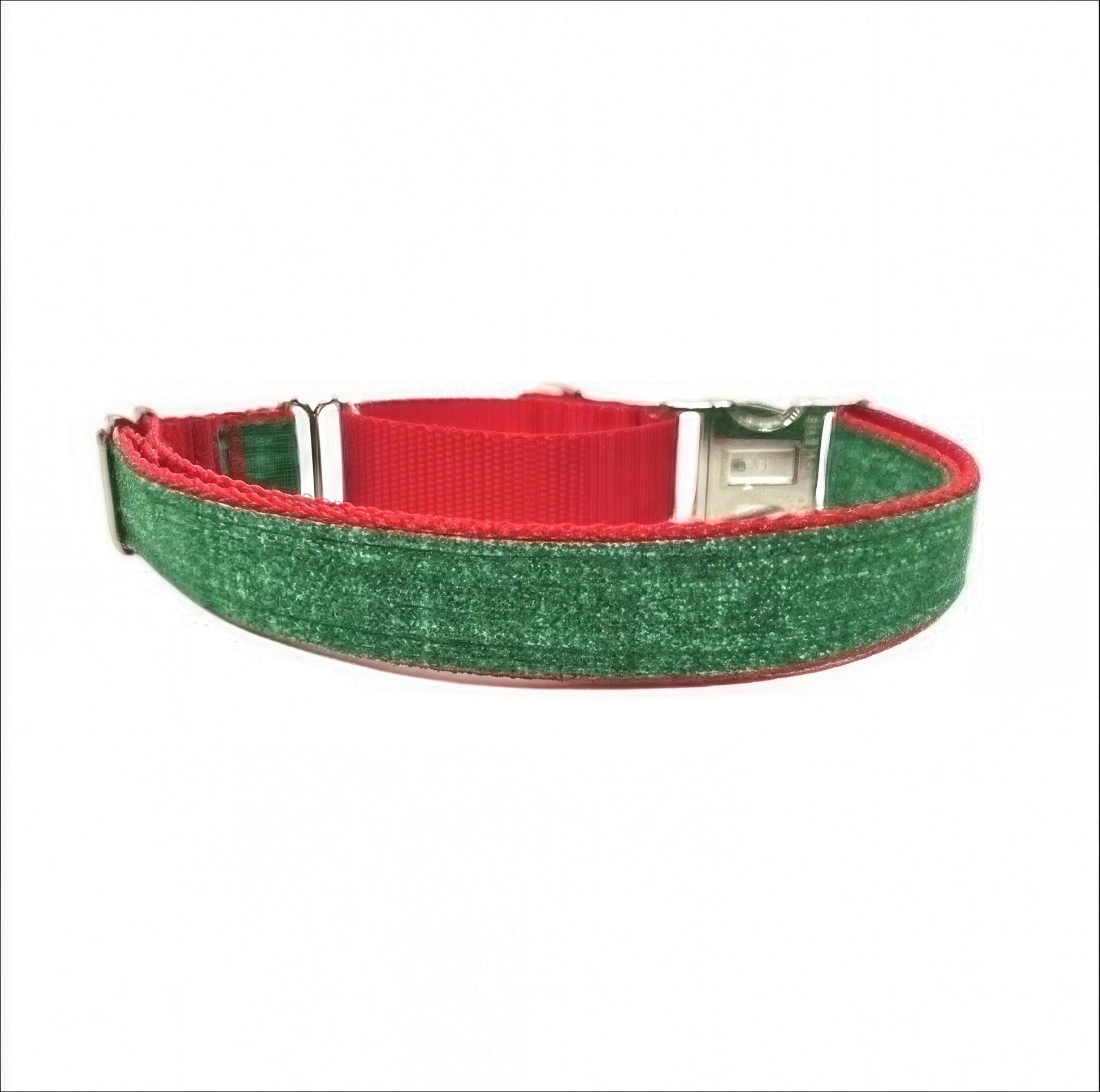 Christmas Red + Green Buckle Martingale Dog Collar, Puppy Collar, Girl, Boy, Personalized, Engraved, Custom, Greyhound, Whippet, With Bow