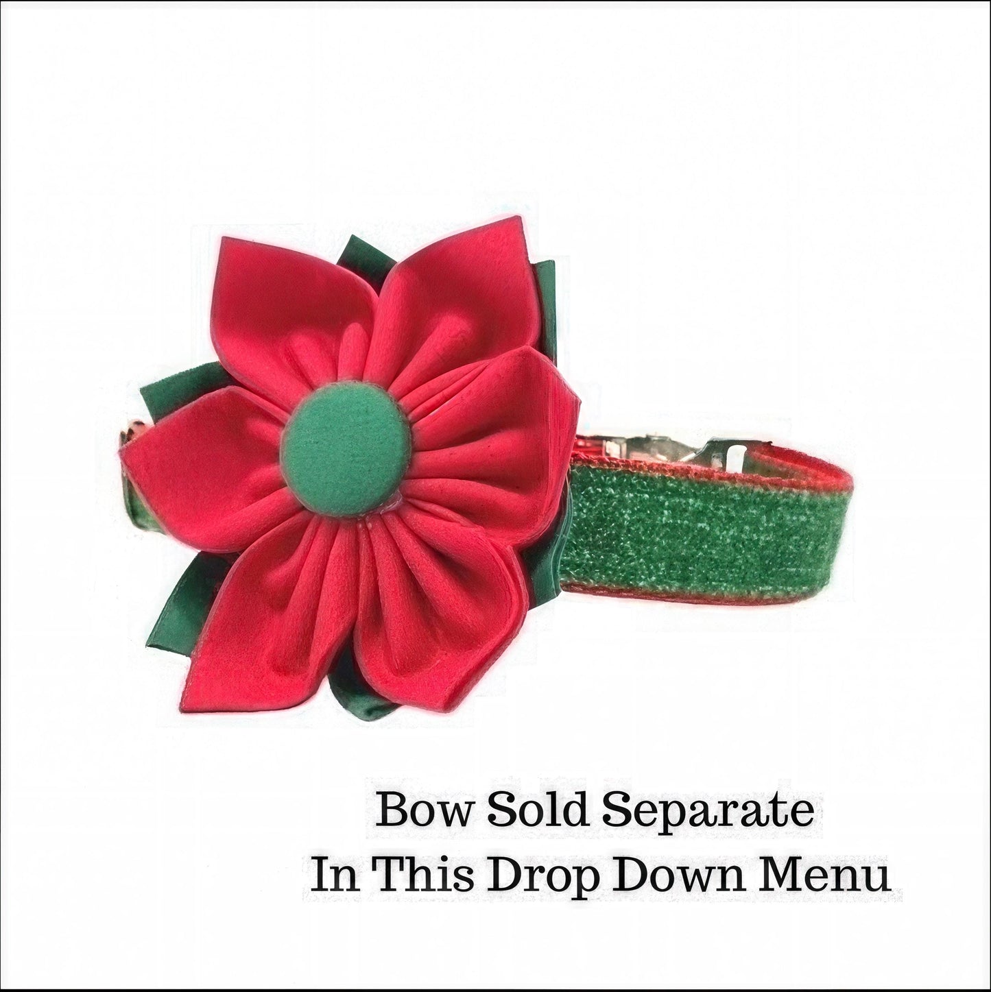 Christmas Red + Green Dog Collar, Puppy Collar, Girl, Boy, Personalized, Engraved, Custom, Dog Collar With Name, With Flower, With Bow, Cute