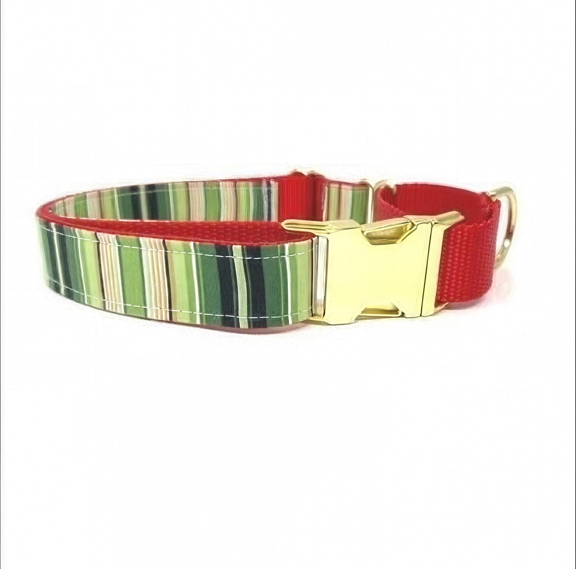 Christmas Stripe Buckle Martingale Dog Collar, Red, Green, Girl, Boy, Holiday, Greyhound, Personalize, Engrave, Custom, Puppy, Whippet