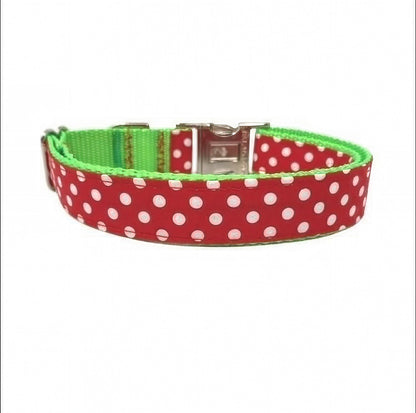 Christmas, Grinch Inspired, Red, White, Neon Green, Polka Dot, Girl Dog Collar, Puppy Collar, Personalized, Engraved, Custom, Cute Pet,
