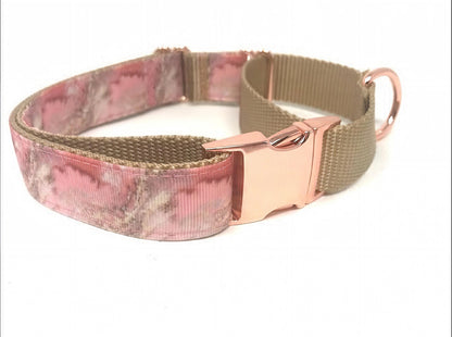 Custom, Buckle Martingale Dog Collar, Marble, Girl, Pink, Gold, Rose Gold, Big Pup Pet Fashion, Designer, Fashion, Fabric, Greyhound, Small