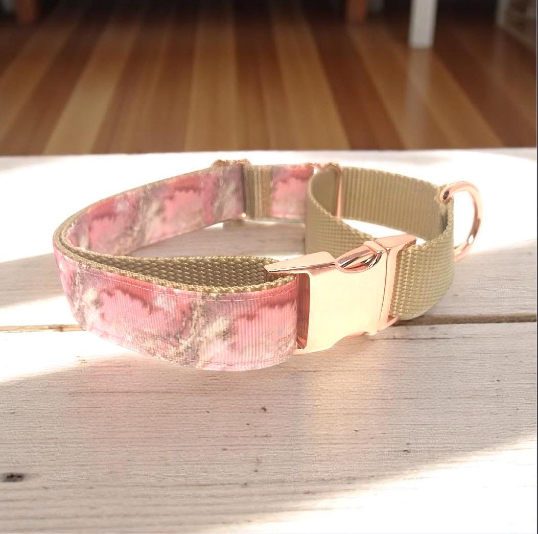Custom, Buckle Martingale Dog Collar, Marble, Girl, Pink, Gold, Rose Gold, Big Pup Pet Fashion, Designer, Fashion, Fabric, Greyhound, Small