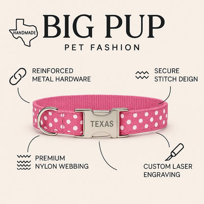 Custom, Buckle, Martingale Dog Collar, Girl, Pink, Peach, Orange, Lemon, Cute, Engraved, Personalize, Designer, Puppy, Small, Large, Fabric