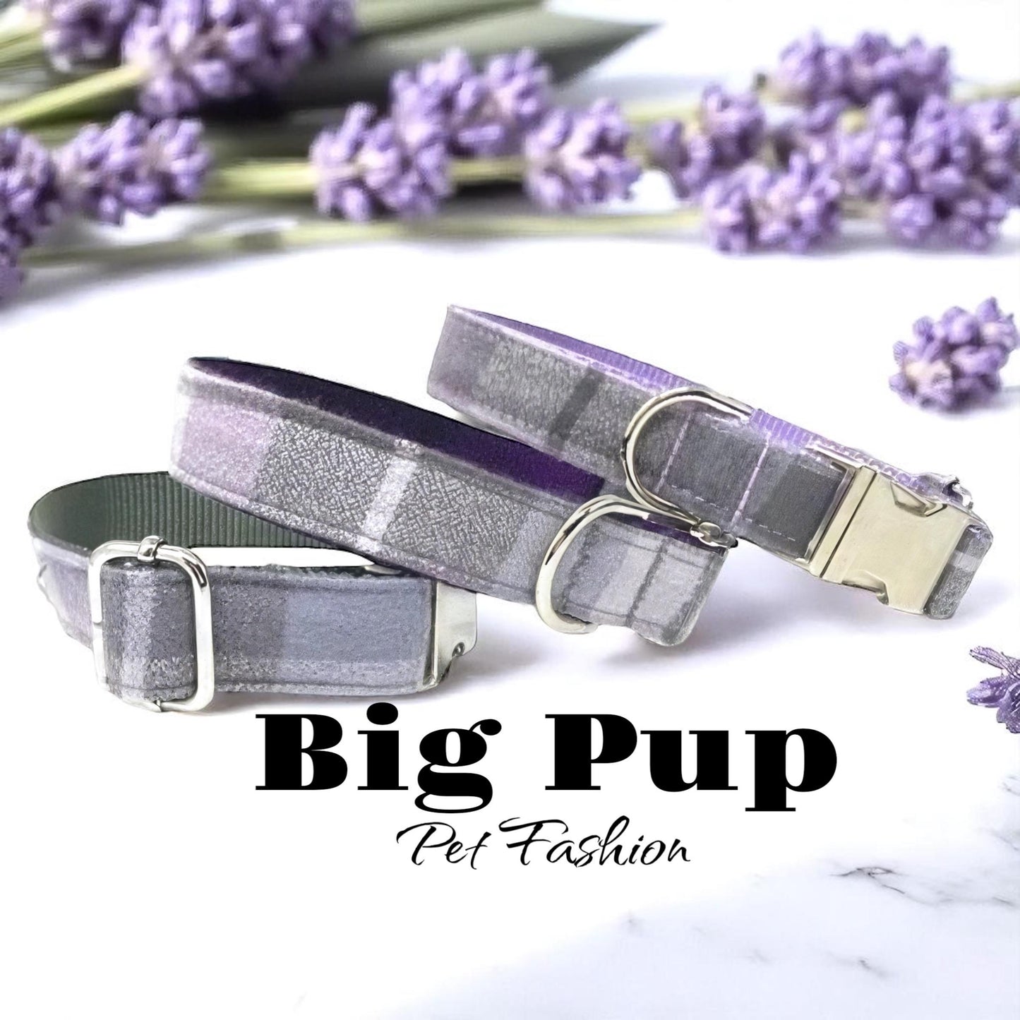 Plaid Dog Collar, Purple, Lavender, Lilac, Fall, Autumn, For Girls, For Boys, Personalized, Engraved, Flannel, Custom, Designer, Puppy Colla