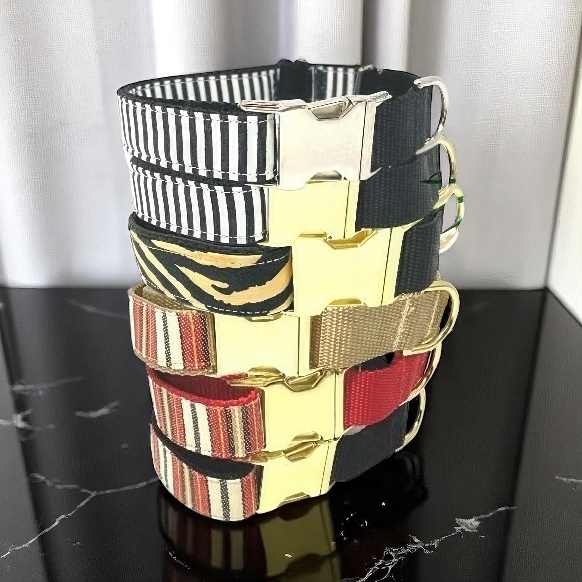 Personalized Stripe Martingale Dog Collar With Buckle, Girl, Boy, Greyhound, Custom Engraved With Name, Small, Large, Puppy Collar, Whippet