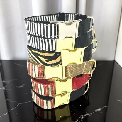 Personalized Stripe Martingale Dog Collar With Buckle, Girl, Boy, Greyhound, Custom Engraved With Name, Small, Large, Puppy Collar, Whippet