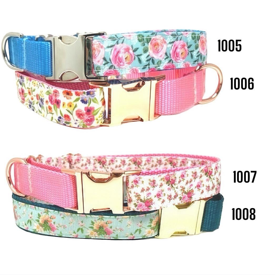 Cute, Custom, Buckle Martingale Dog Collar, Pink, Floral, Girl, Big Pup Pet Fashion, Designer, Puppy, Greyhound, Whippet, Fabric, Roses