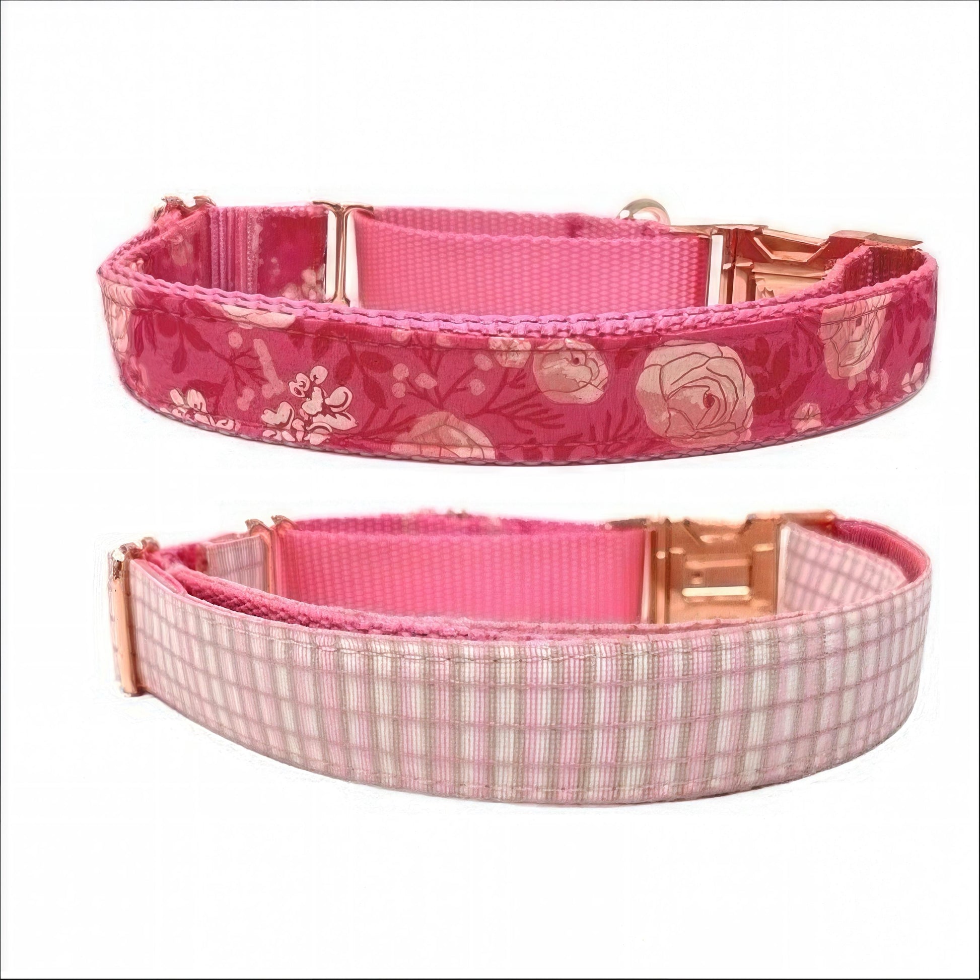 Personalized, Buckle, Martingale Collar, Pink, Plaid, Rose Gold, Girl, Engrave, Custom, Designer Dog Collar, Cute, Greyhound, Whippet