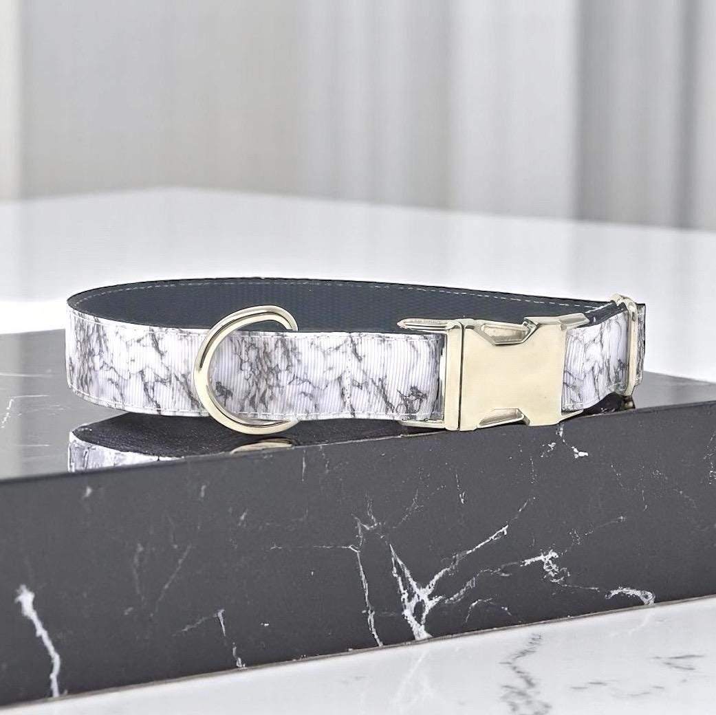 Dog Collar, Boy, Black +White, Marble, Cat Collar, Personalized Dog Collar, Engraved Dog Collar, Custom Collar, Puppy Collar, Small, Large