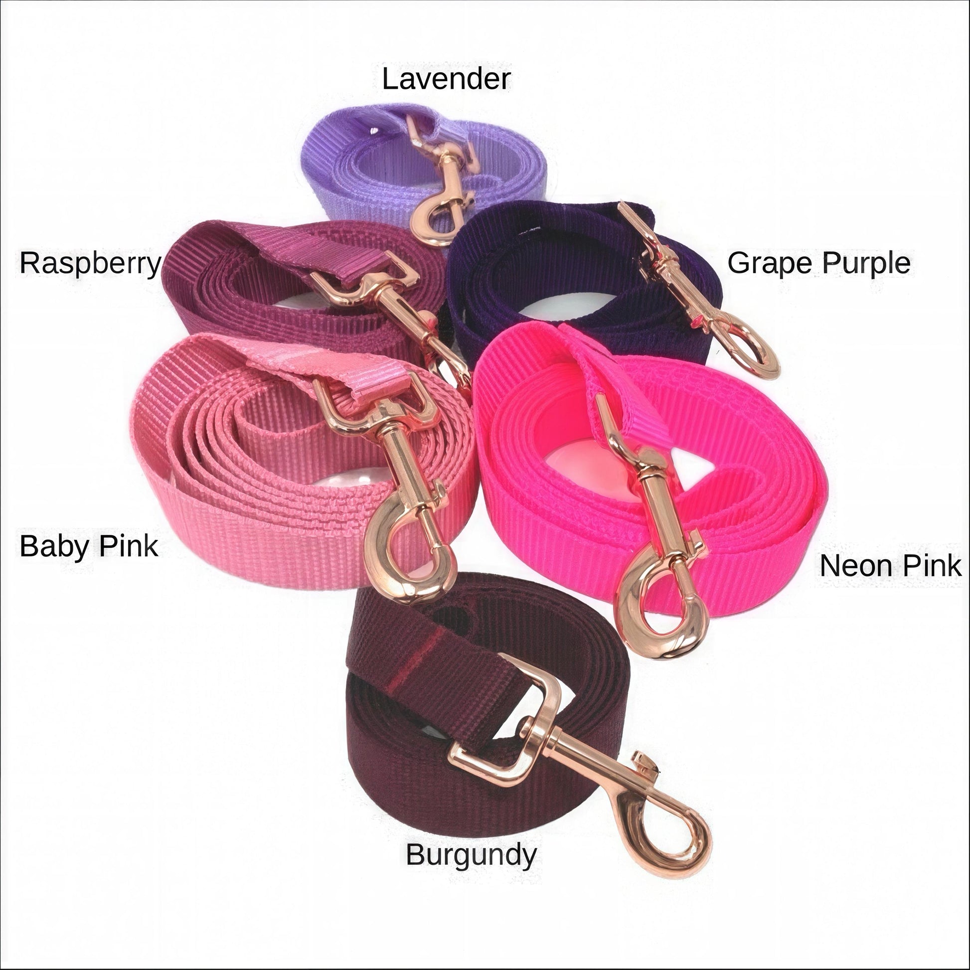 Dog Leash, 10 Color Options, Pink, Purple, Lavender, lilac, Burgundy, Maroon, Dog Lead, 5 Foot, Rose Gold Hardware