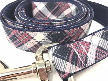 Pink And Blue Plaid Dog Leash, 5 Foot Dog Leash, 1" Wide Dog Leash