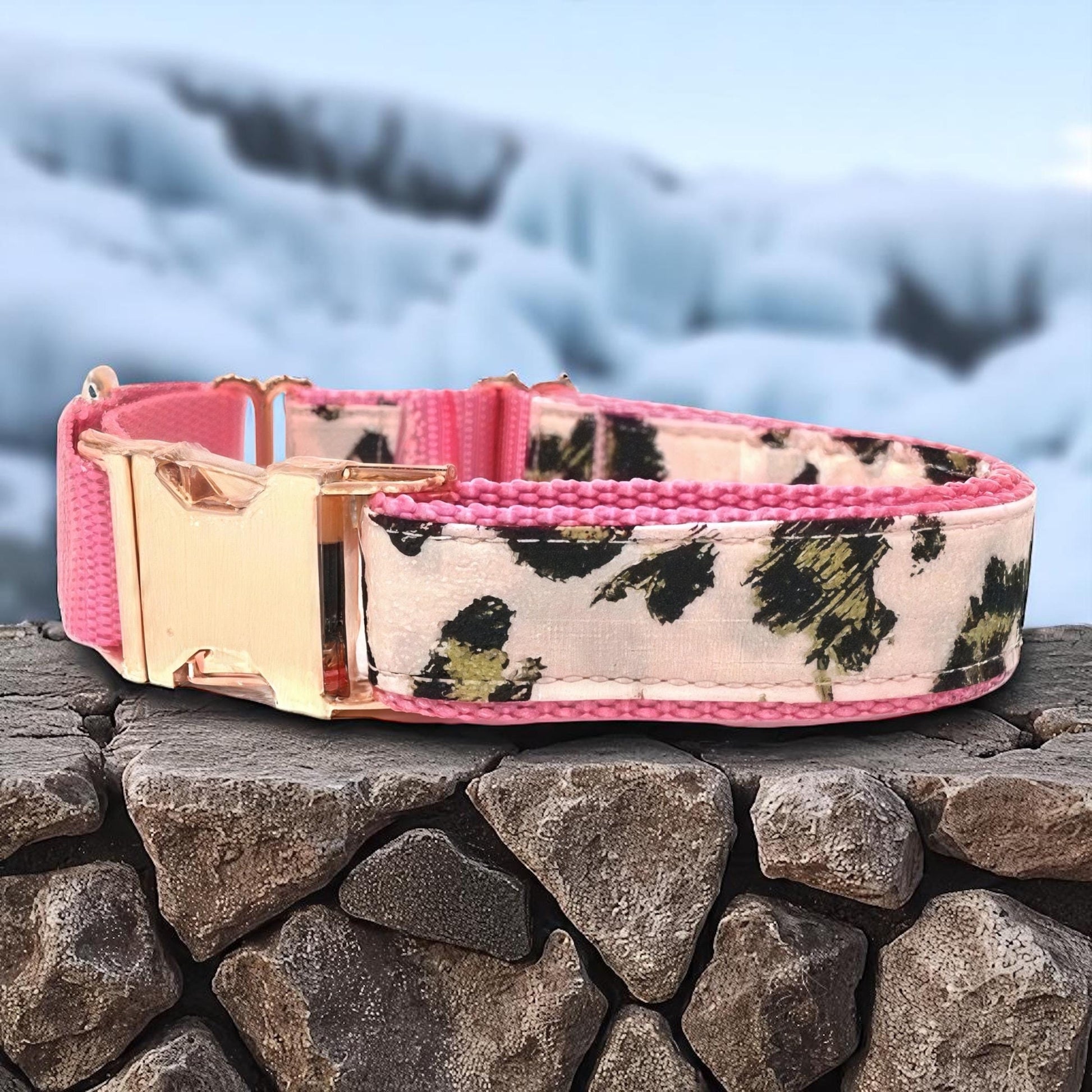 Pink Dog Collar, Leopard Print, Martingale, Buckle, Rose Gold, Gold, Black, Bling, Sparkly, Fancy, Personalized, Engraved, Custom, Cute Dog