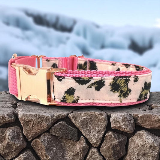 Pink Dog Collar, Leopard Print, Martingale, Buckle, Rose Gold, Gold, Black, Bling, Sparkly, Fancy, Personalized, Engraved, Custom, Cute Dog
