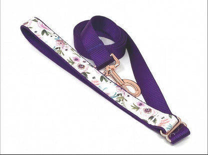 Purple, Buckle Martingale Dog Collar, Greyhound, Whippet, Floral, Girl, Personalize, Custom, Engrave, Puppy Collar, Velvet, Plaid, Rhineston