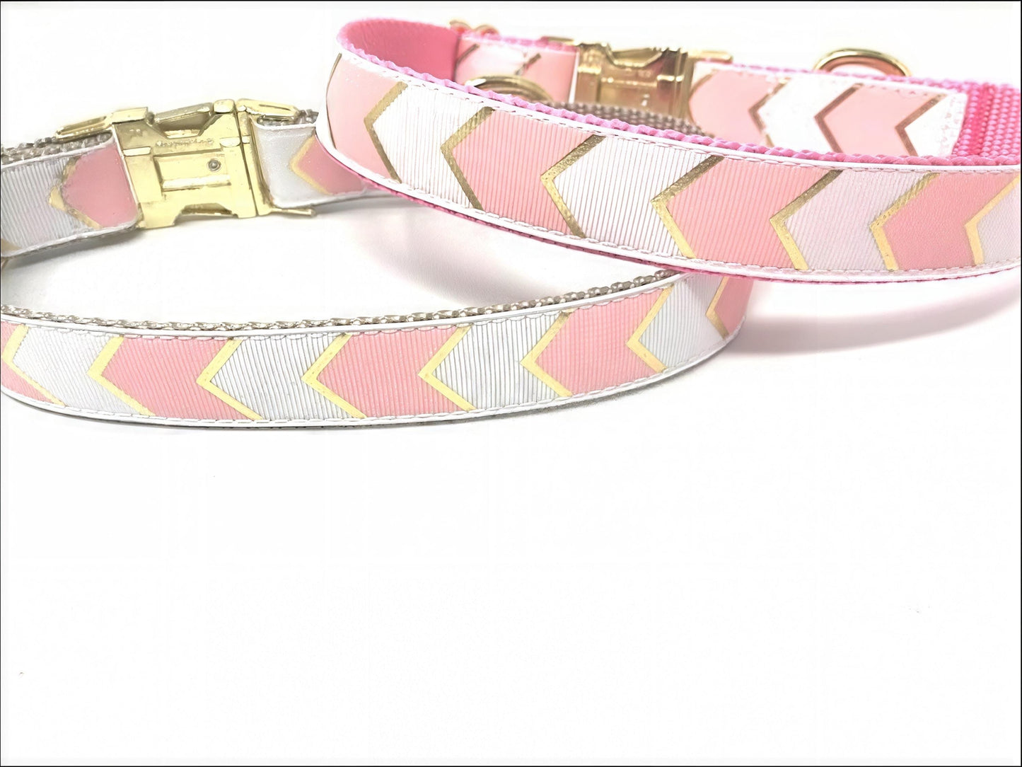 Pink And Gold Chevron Dog Collar For Girls, Personalized Dog Collar, Engraved Dog Collar, Custom Dog Collar, Fancy Dog Collar