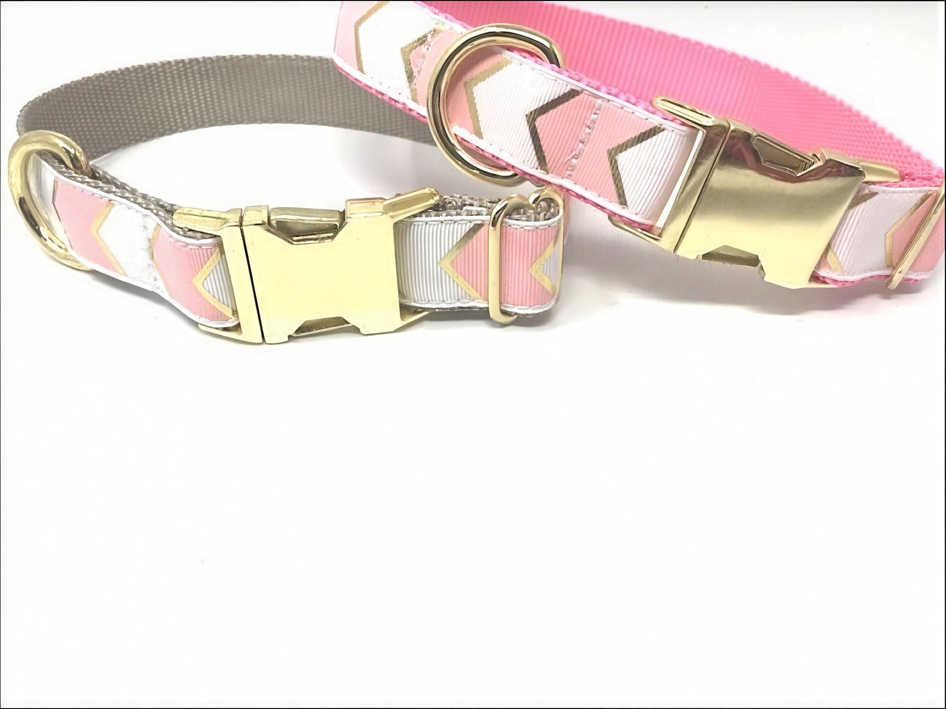 Pink And Gold Chevron Dog Collar For Girls, Personalized Dog Collar, Engraved Dog Collar, Custom Dog Collar, Fancy Dog Collar
