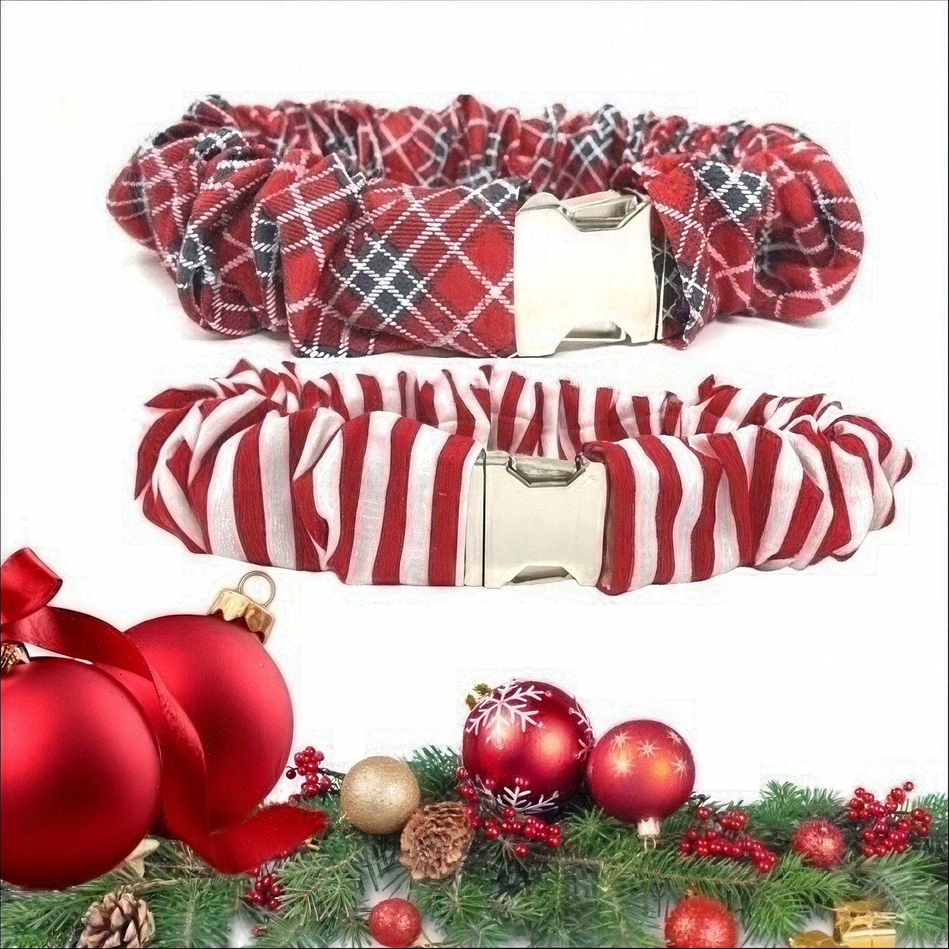 Fall, Orange, Black, Dog Collar Scrunchie Cover, Black + White Stripe, Orange Halloween, Collar Protectors