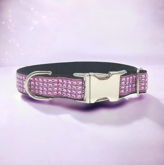 Fancy Girl Dog Collar, Pink + Black, Bling, Wedding, Sparkle Dog Collar, Puppy Collar, Pet Collar, Personalized, Engraved, Custom, Diamond