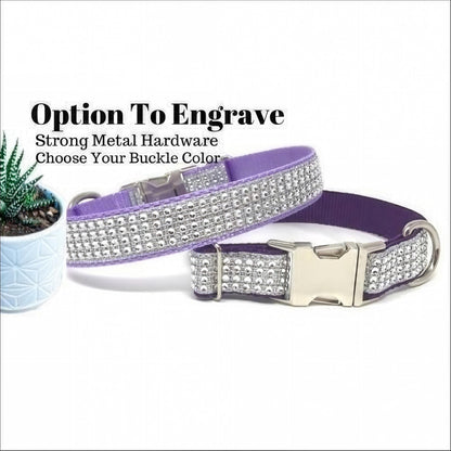 Fancy Girl Dog Collar, Purple, Lavender, Bling, Wedding, Sparkle Dog Collar, Puppy Collar, Pet, Personalize, Engraved, Custom, Diamond
