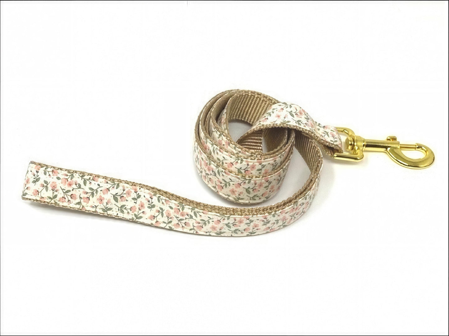 Floral Martingale Dog Collar, WIth Rose Gold Or Gold Metal Buckle, Pink, Green, For Girls, Female, Personalized, Engraved