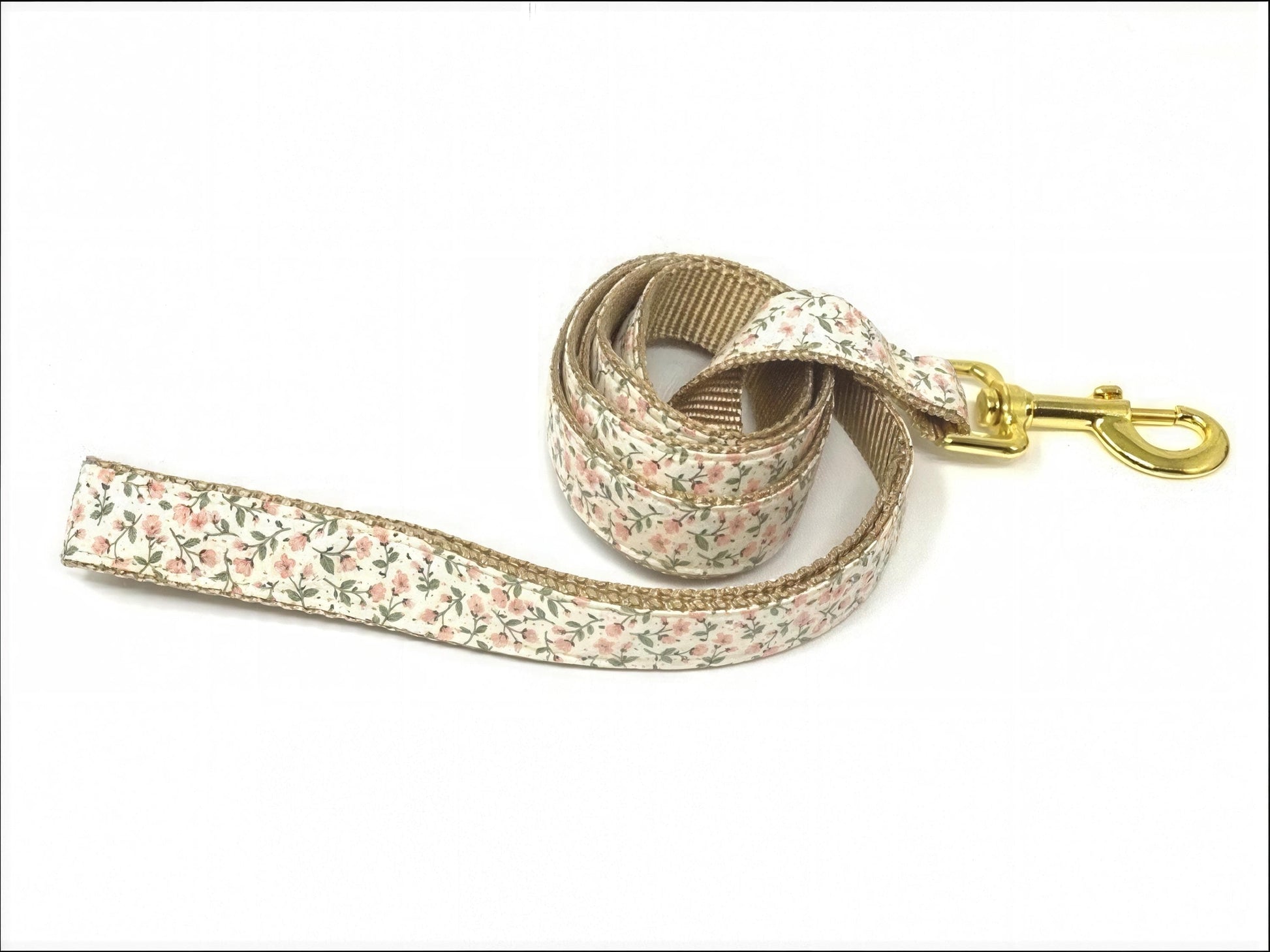 Floral Martingale Dog Collar, WIth Rose Gold Or Gold Metal Buckle, Pink, Green, For Girls, Female, Personalized, Engraved