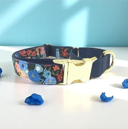 Girl Buckle Martingale Dog Collar, Pink, Blue, Floral, Greyhound, Whippet, Female, Personalize, Engraved, Custom, Designer, Puppy, With Name