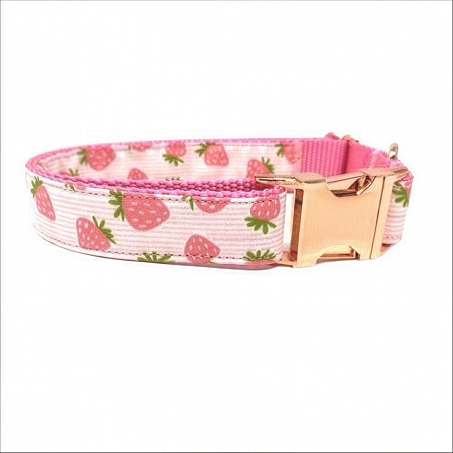 Girl Dog Collar, Pink, Strawberry, Rose Gold, Custom, Personalize, Engrave, Cute, Designer, Puppy, Cat, Pet, Small, Medium, Large, Fashion