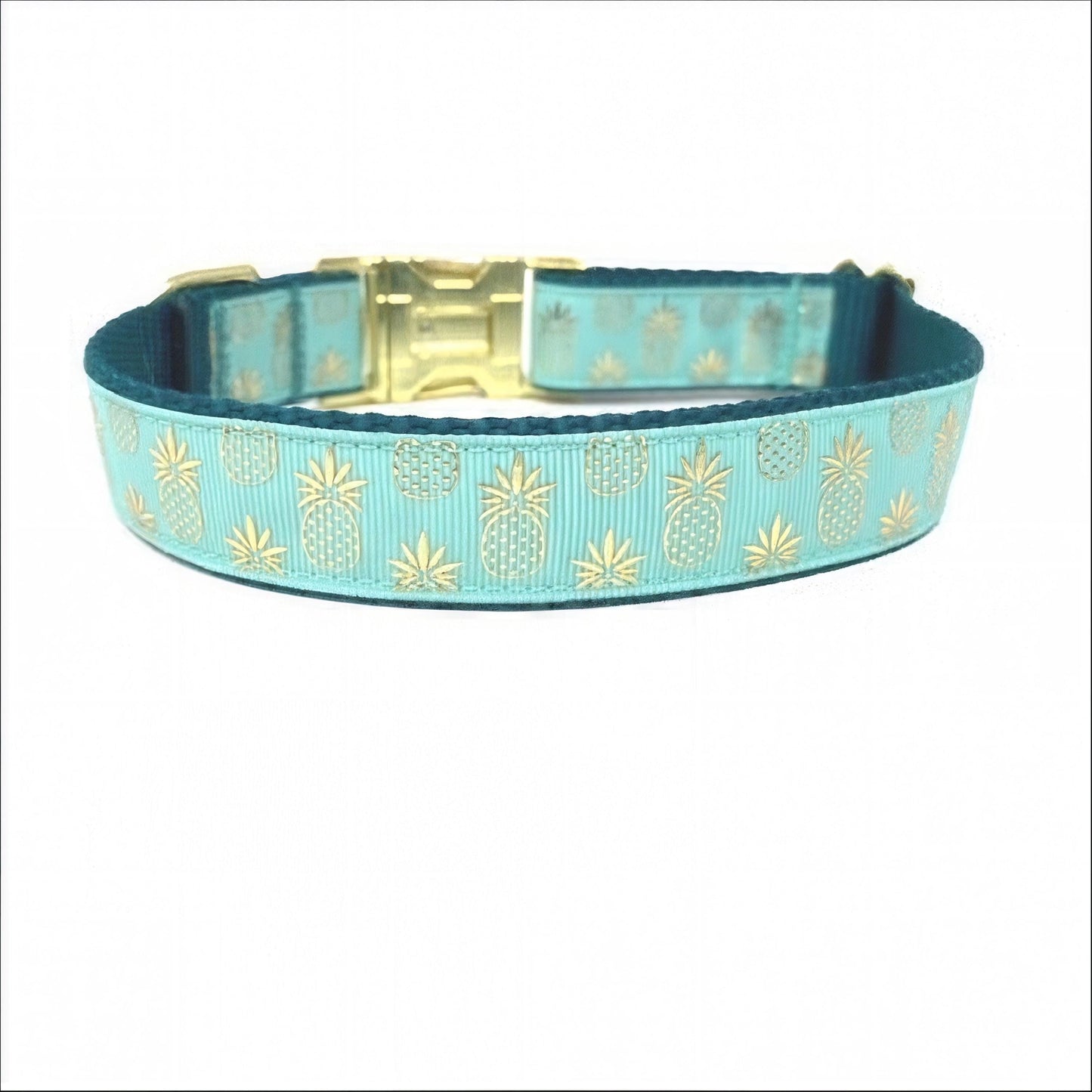 Gold, Teal, Pineapple, Dog Collar, For Girls, For Boys, Summer, Personalized, Engraved, Trendy, Pretty, Female Dog Collar, Customized