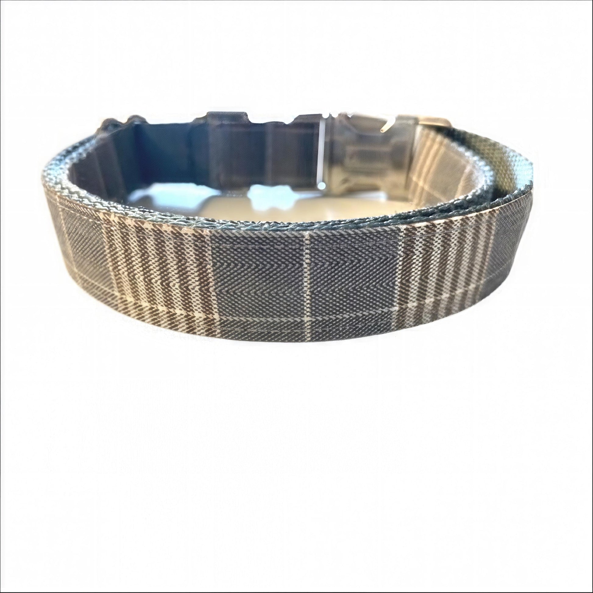Grey Plaid Boy Dog Collar, Handome, Preppy, Personalized, Engraved, Custom Puppy Collar, Dog Collar, Fall, Autumn, Pet Collar, Gray, Brown