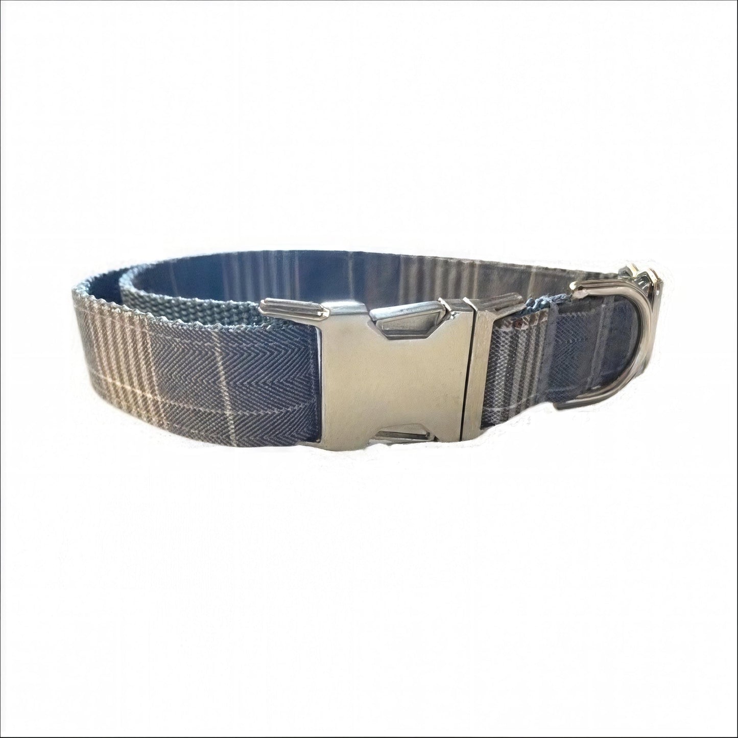 Grey Plaid Boy Dog Collar, Handome, Preppy, Personalized, Engraved, Custom Puppy Collar, Dog Collar, Fall, Autumn, Pet Collar, Gray, Brown