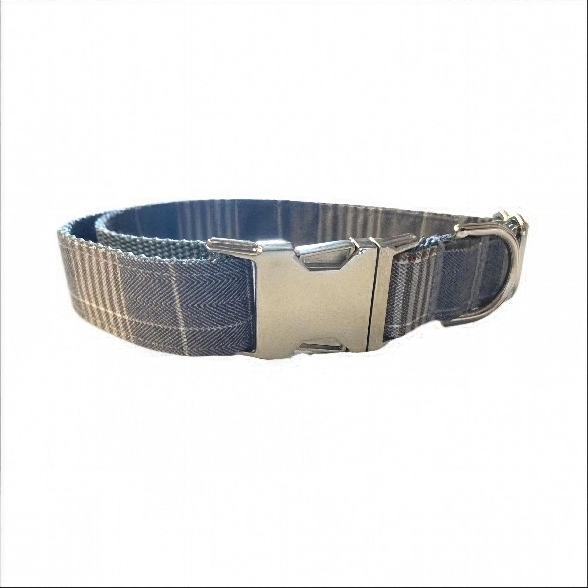 Grey Plaid Boy Dog Collar, Handome, Preppy, Personalized, Engraved, Custom Puppy Collar, Dog Collar, Fall, Autumn, Pet Collar, Gray, Brown