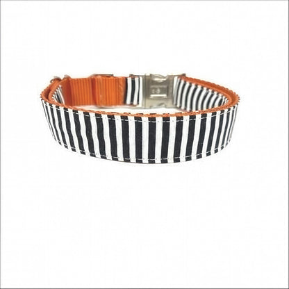 Halloween, Orange + Black, Stripe, Fall, Dog Collar, Girl, Boy, Designer, Puppy, Greyhound, Whippet, Personalized, Custom, Engraved, Cute