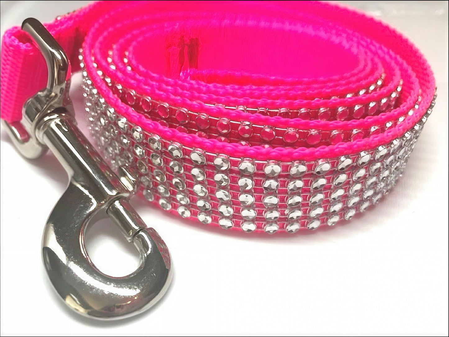 Hot Pink Rhinestone Dog Leash, Rhinestone Look Dog Leash, Sparkling Dog Leash