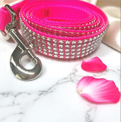 Hot Pink Rhinestone Dog Leash, Rhinestone Look Dog Leash, Sparkling Dog Leash