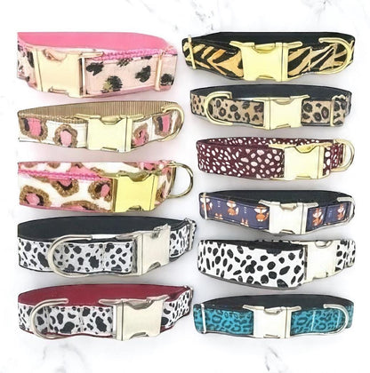 Leopard Dog Collar, Cow, Tiger, Animal Print, Designer, Personalize, Girl Dog Collar, Boy, Cute, Puppy Collar, Small, Large, Engraved Dog