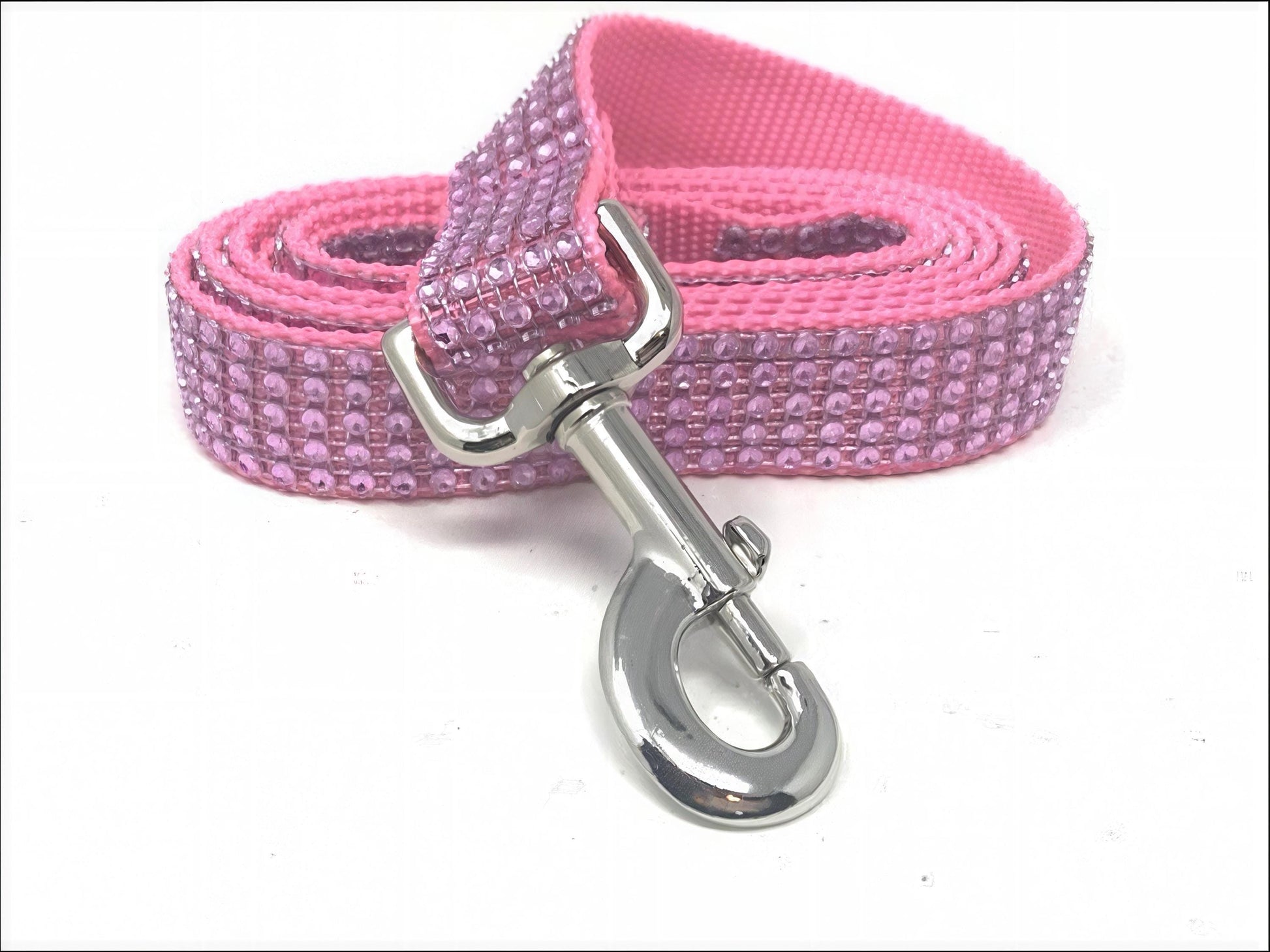 Light Pink, Fancy, Pink Rhinestone, Bling, Sparkly, Dog Leash, For Girls, Lead, 5 Foot, Small, Medium, Large, Designer, Fashion, 3/4, 1"