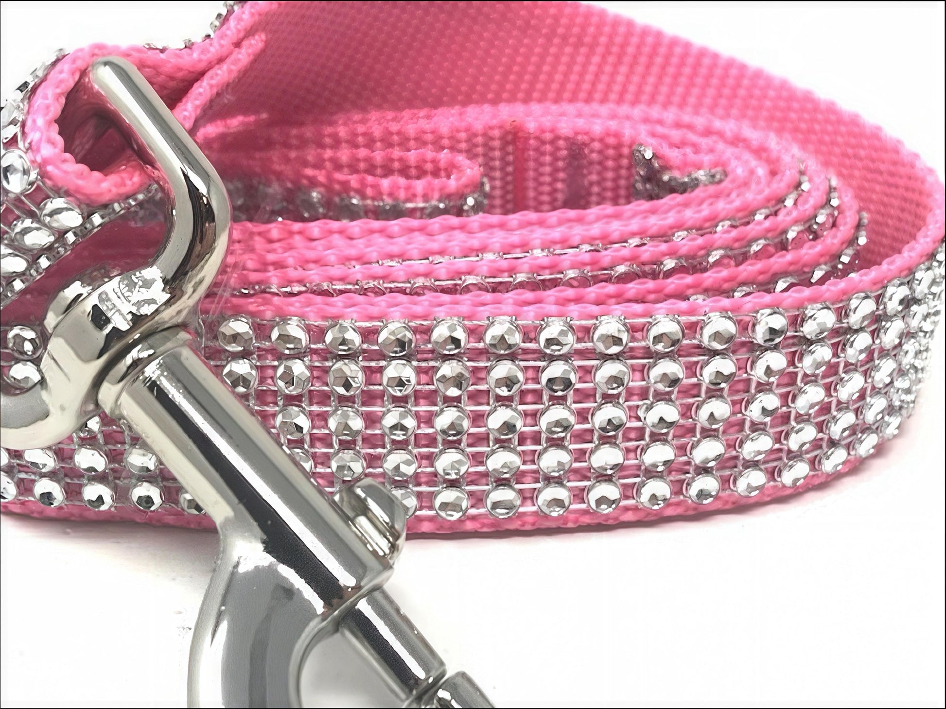 Light Pink, Fancy, Rhinestone, Bling, Sparkly, Dog Leash, For Girls, Lead, Pink, 5 Foot, Small, Medium, Large, Designer, Fashion, 3/4, 1"